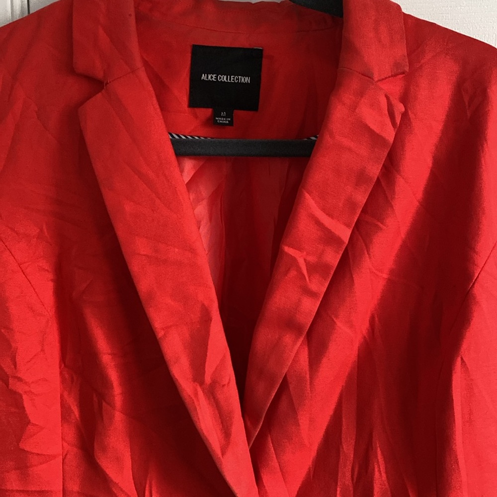Alice Collection Red Cotton Blend Blazer Fully Lined Single Button Closure Sz M - Picture 4 of 11